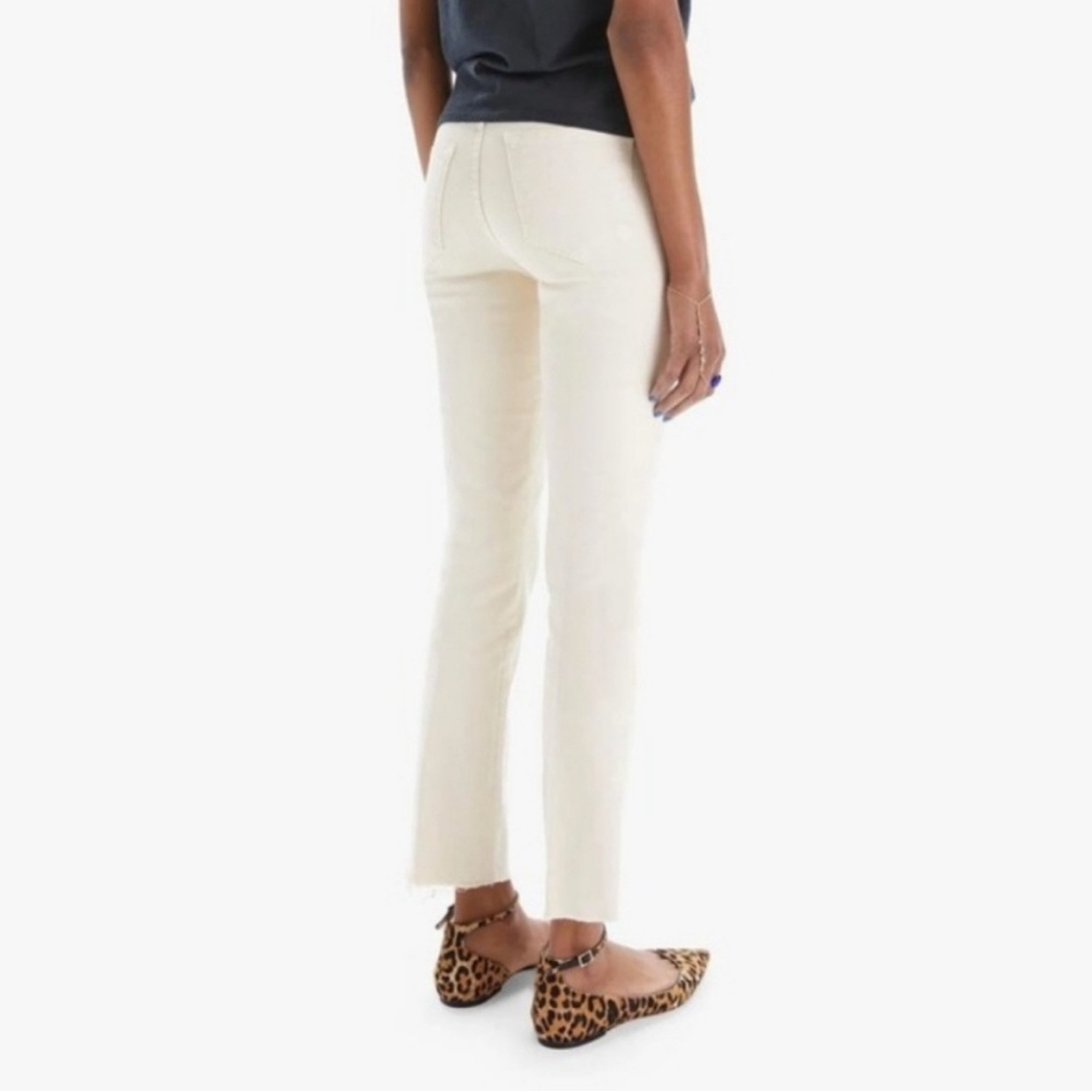 MOTHER High Waisted Rascal Ankle Fray chalk Sz 28